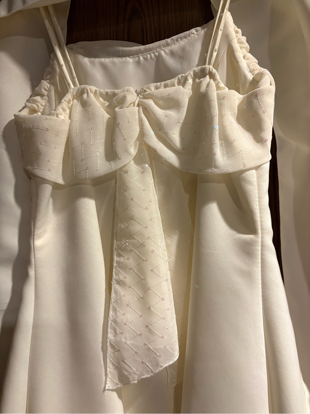 American Princess Ivory Satin Dress with Pale Pink Sequin Detail - Picture 3 of 7